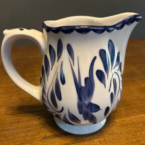 Pottery Barn Anfora Puebla Blue and White Porcelain Pitcher - Picture 3 of 8